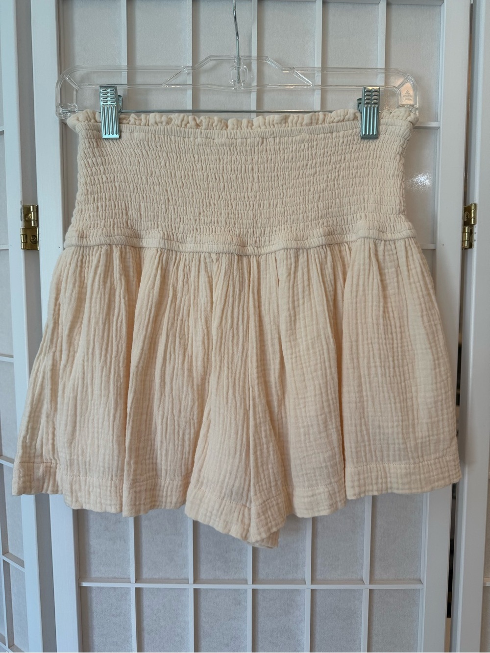 Smocked Waist Cream Women's Skirt